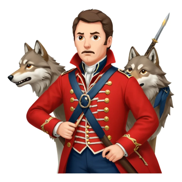 Loyalist Patrick Ferguson at the Revolutionary war Battle of Kings Mountain, with Wolves around him. sticker