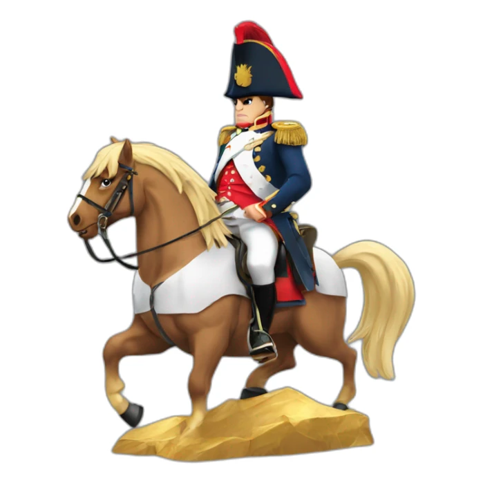 serious angry napoleon on horse hold golden eagle sticker