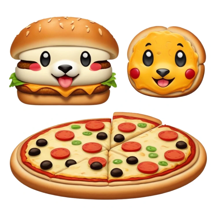 Happy face chicken, nugget cheeseburger, pizza, panda sticker