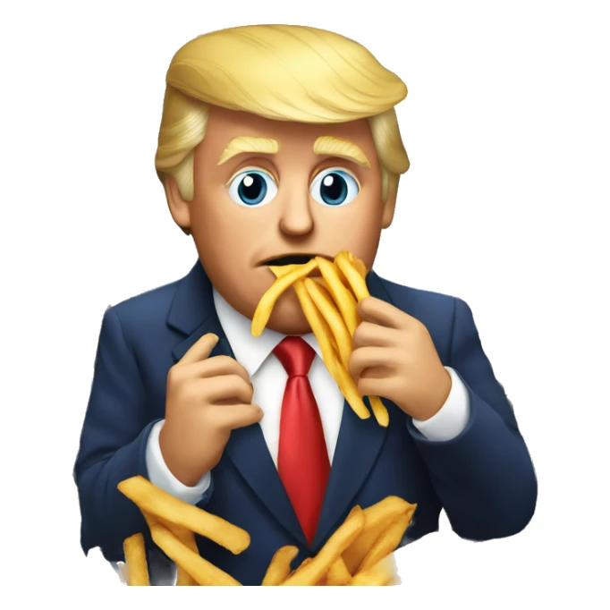 Trump eating French fries sticker