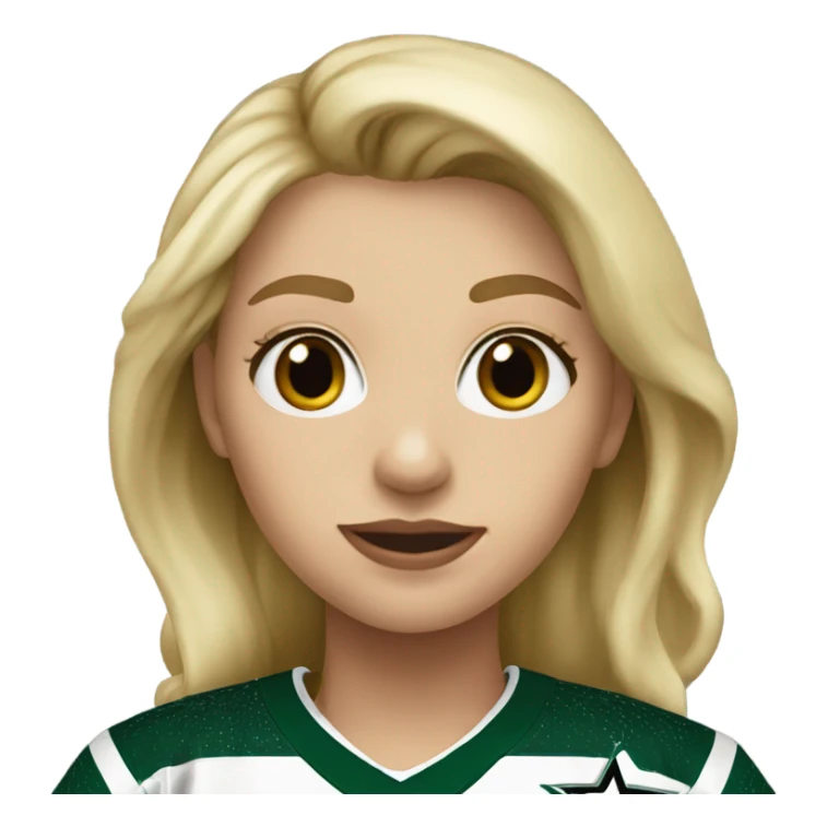 Blonde girl wearing Dallas Stars jersey sticker