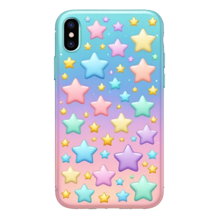 Colorful shiny pastel iPhone with cute bright light whitish pastel stars on it  sticker