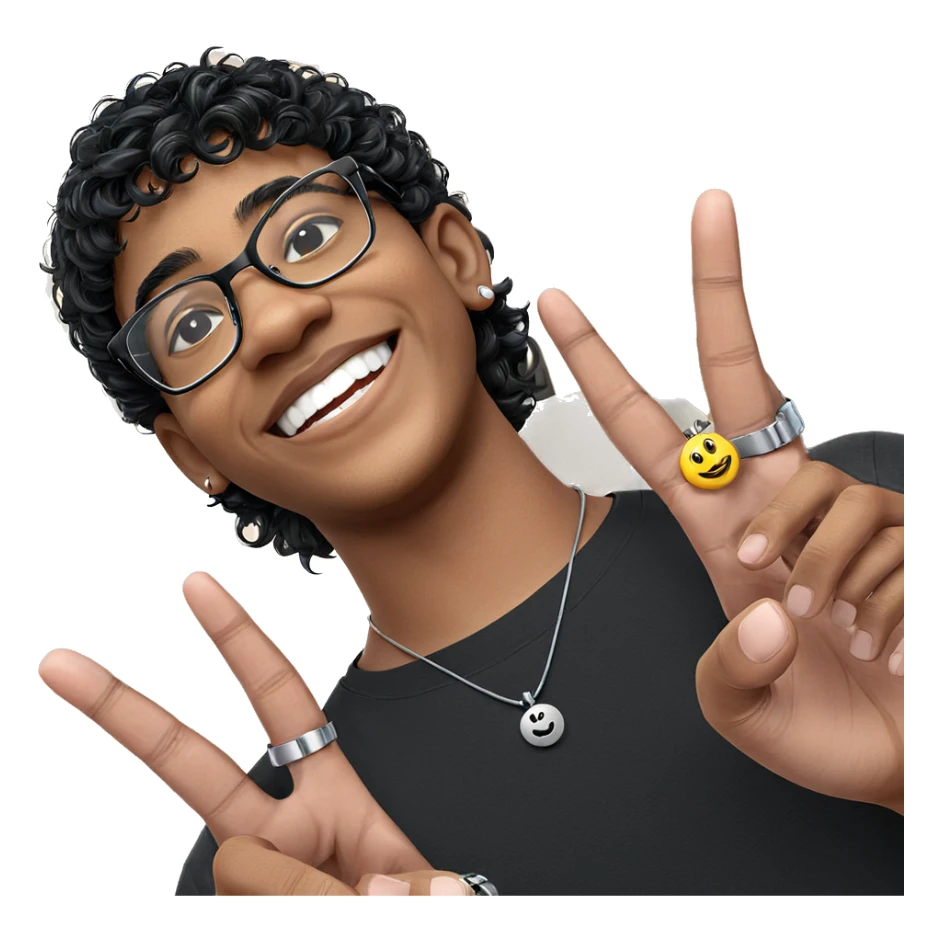 smiling boy with accessories sticker