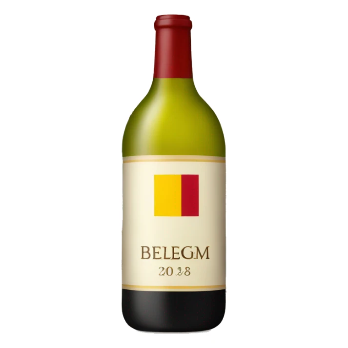 A wine bottle with the Belgium flag on the label sticker