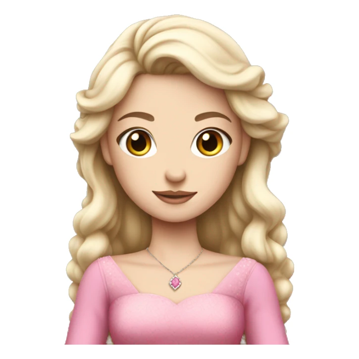 white skin princess wearing pink dress sticker