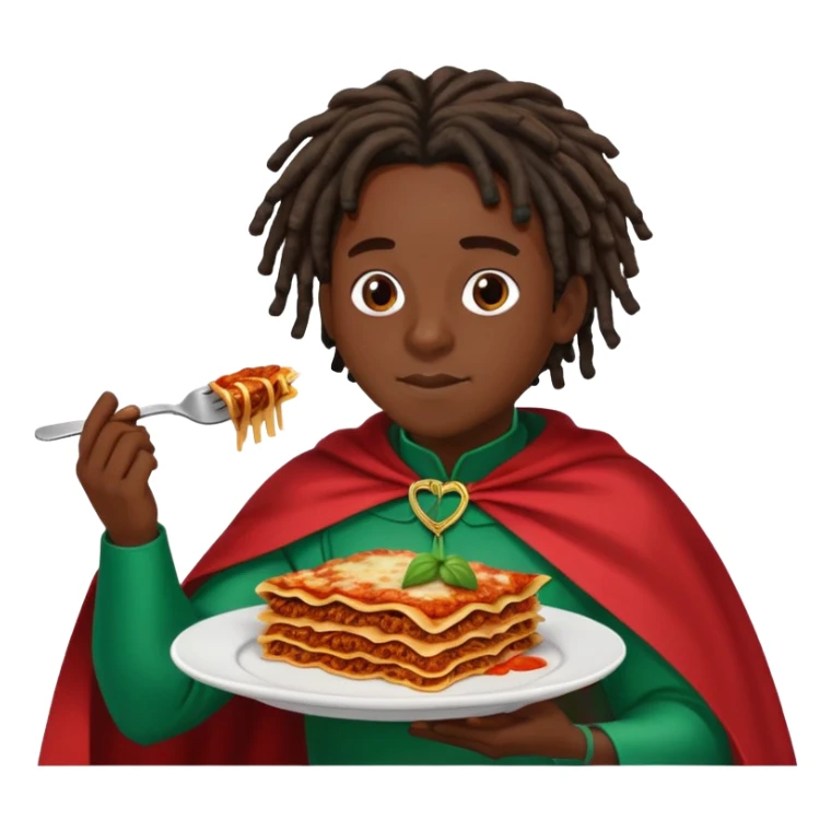 Black short Dreads and nigerian cape eating lasagna  sticker