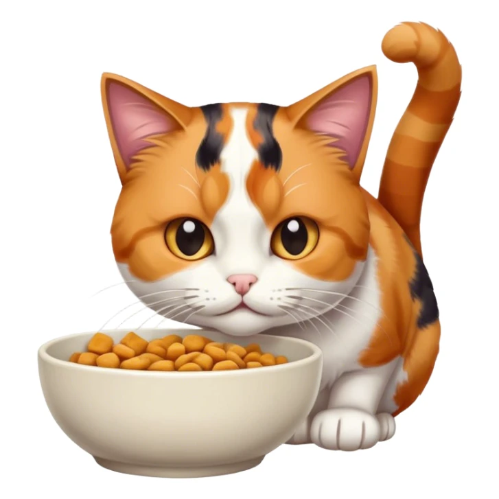 Little cat eating food from bowl, not facing us  sticker