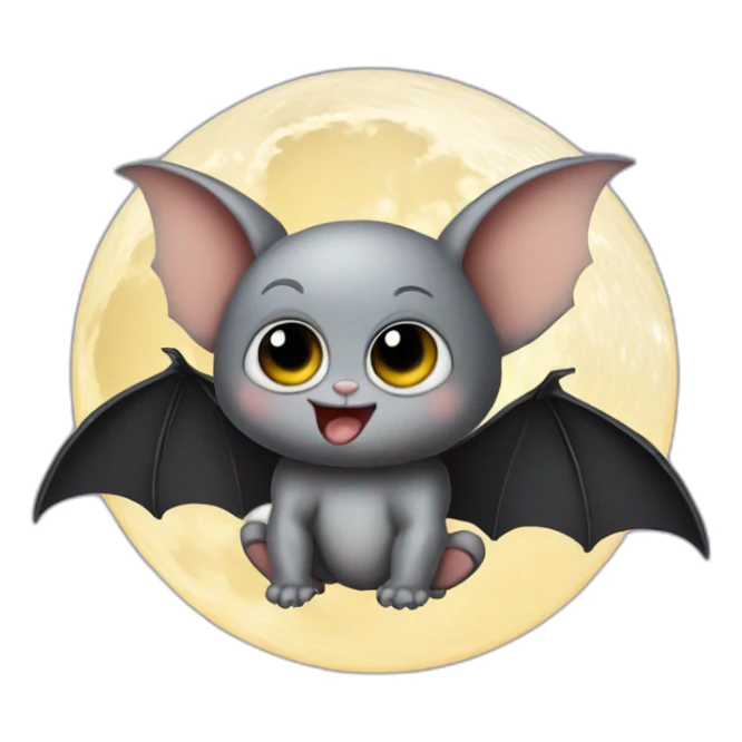 baby bat wings in front of moon sticker