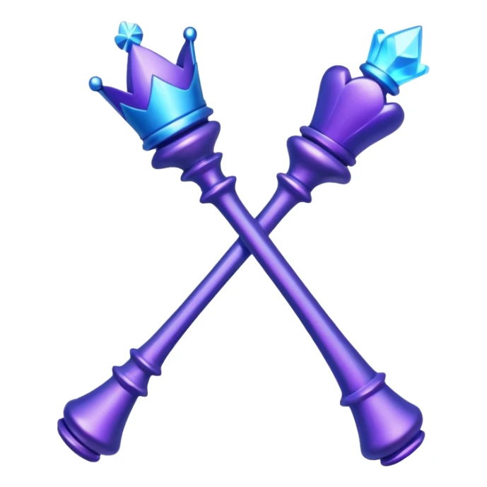 Create a small, visually appealing icon of a magic wand (chess wand style) to represent creativity and artistic design. Use a clean, modern look with glowing accents in purple and blue shades.
 sticker