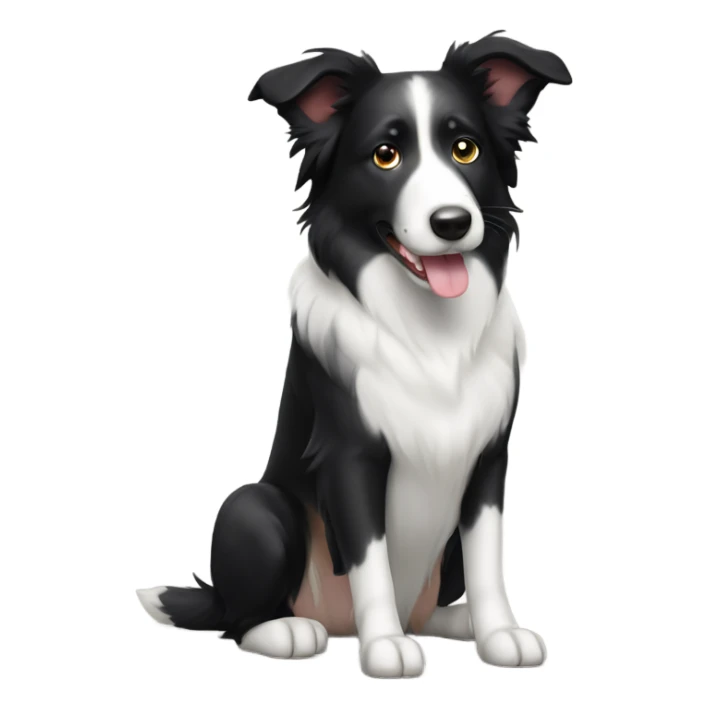 Short hair Black and white border collie pointy ears sticker
