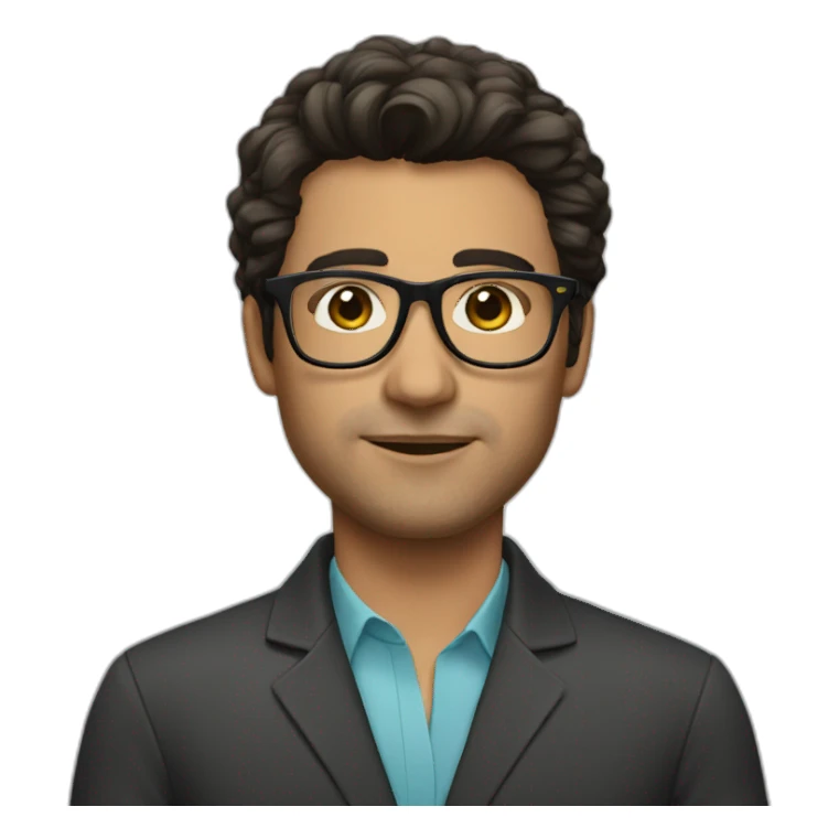 Male therapist dark hair glasses sticker