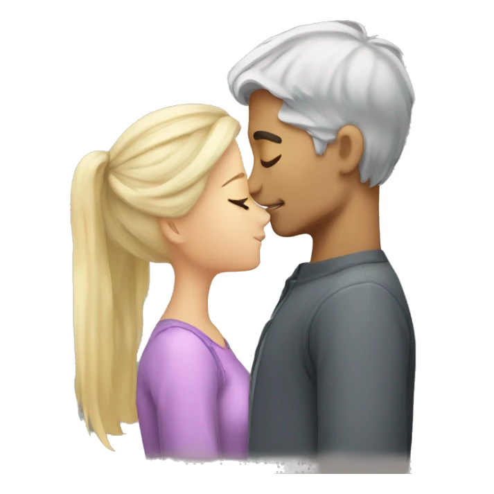 Blonde girl and grey hair boy kissing  sticker
