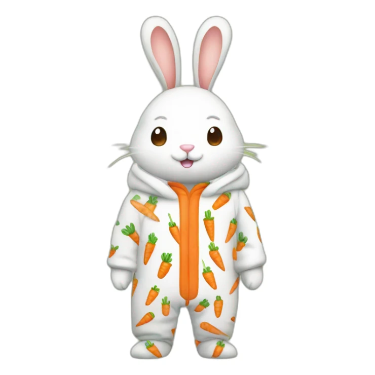 cute rabbit dressed with carrots printed on his pajamas sticker
