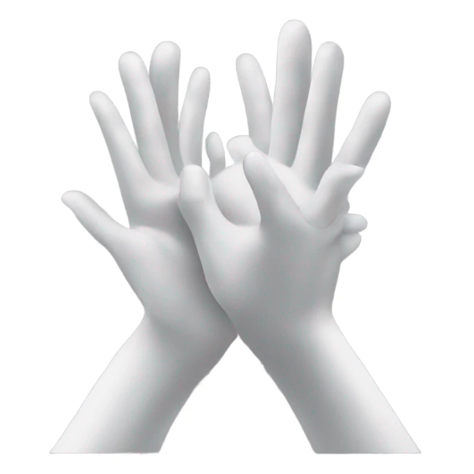 Smiling hands on face feet in air  sticker