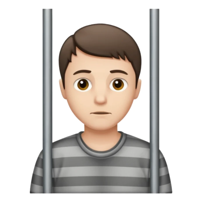 Pale Brunette man with short hair in jail  sticker