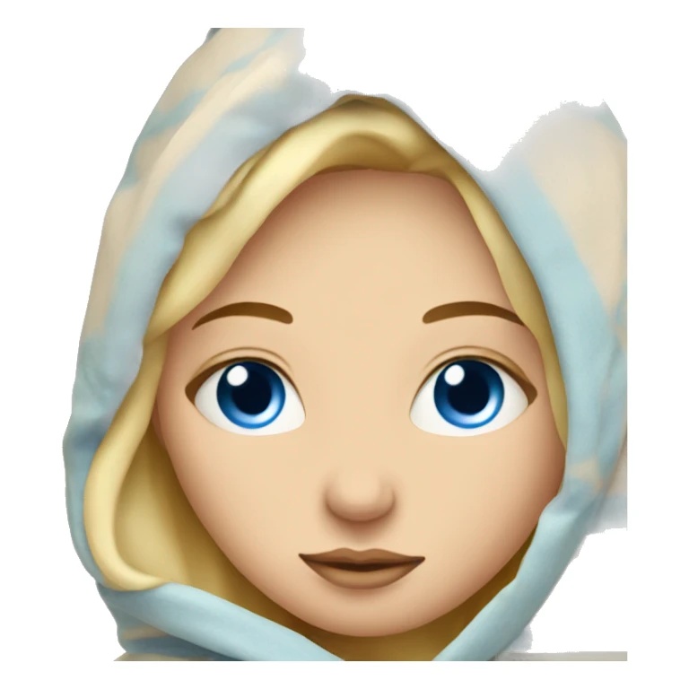 Blonde girl with blue eyes inside a blanket sipping coffee eyes closed sticker