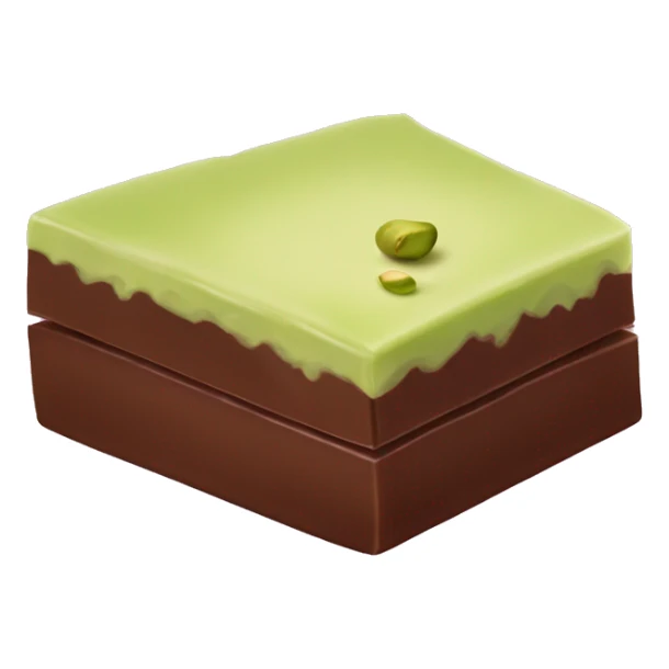 Piece of chocolate with creamy pistachio filling in the centre sticker