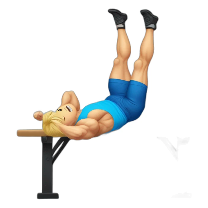 blond muscular man with a blue shirt doing a one arm handstand on a bar sticker