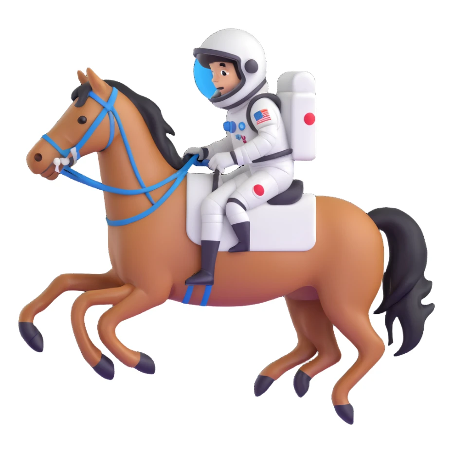 astronaut on horseback with stars in background sticker