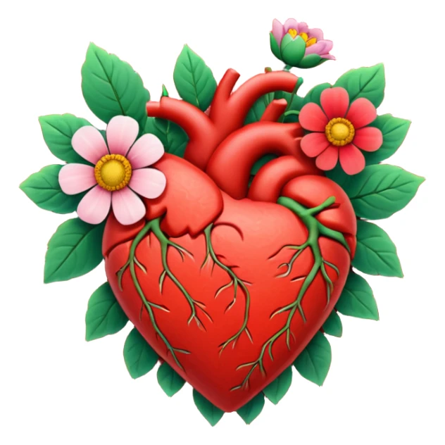 Heart with flowers growing on it a breathing heart sticker