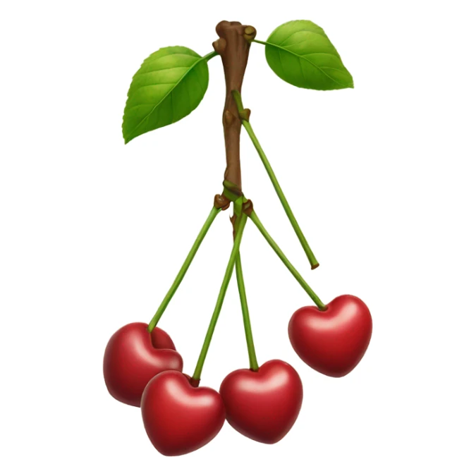 2 cherries shaped like hearts hanging from a stem sticker