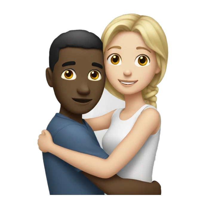 Black man and white girl hugging sticker