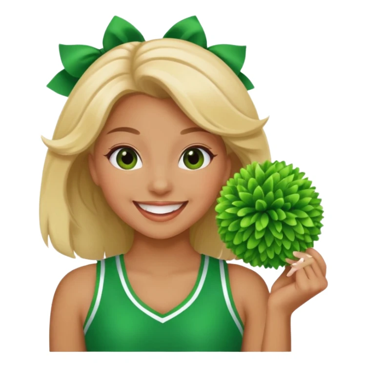 football cheerleader, holding a cheering pom, green  sticker