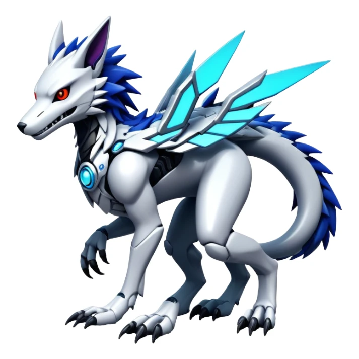  exotic futuristic modern cyber-Fakémon-Digimon-Sergal-creature sticker