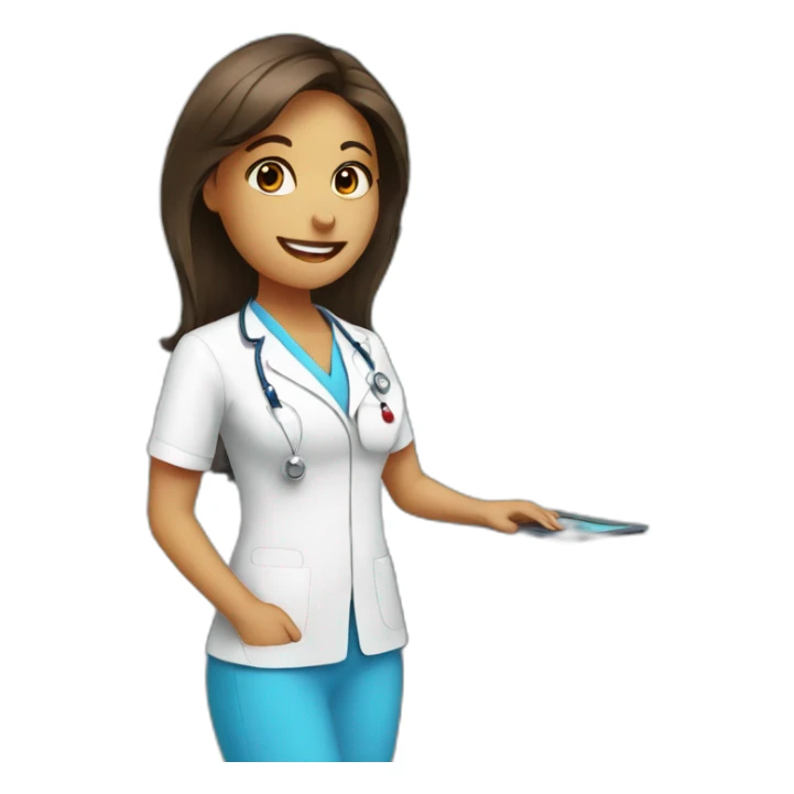Health assistant in a modern check up station sticker