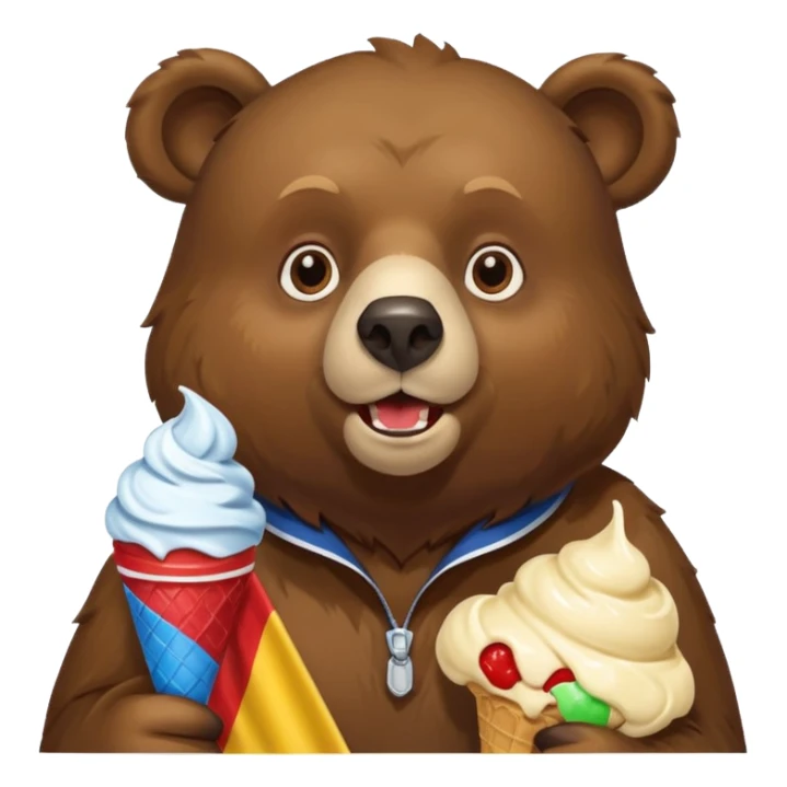 A bear who eats ice cream and Rossi's flag in the background sticker