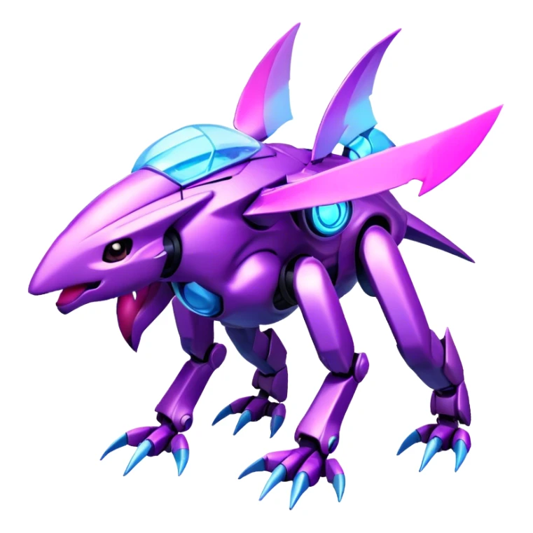 Futuristic Cool Cute Edgy Shiny Ethereal Legendary Digimon-Genesect-Palkia-hybrid full body sticker