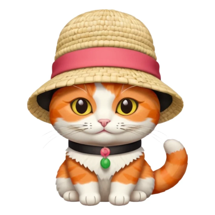 cat wearing a hat made out of sushi sticker