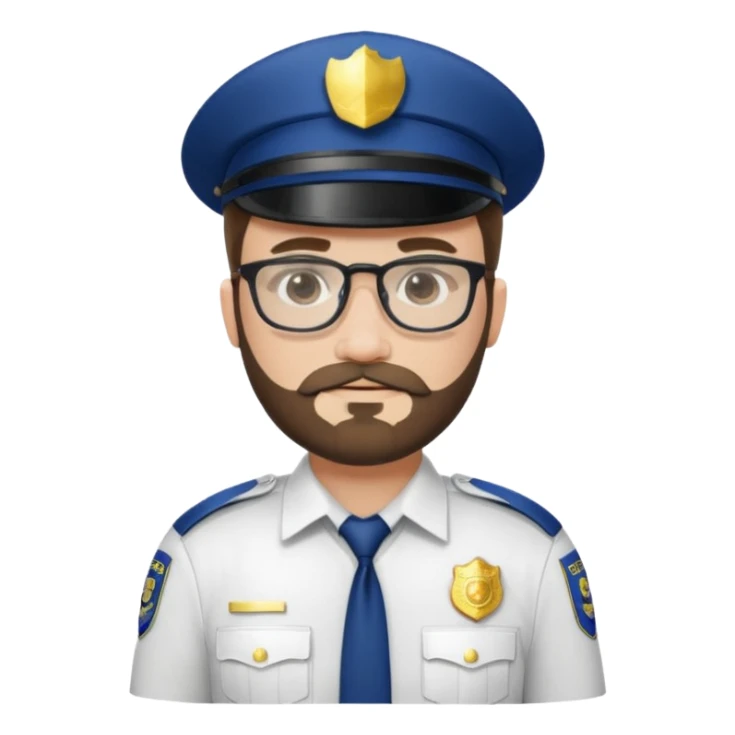 Police officer with glasses and beards(white uniform) sticker