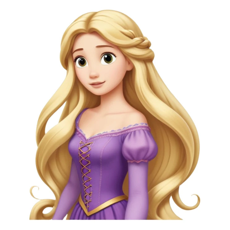 Disney Princess Rapunzel with extremely long flowing blonde hair sticker