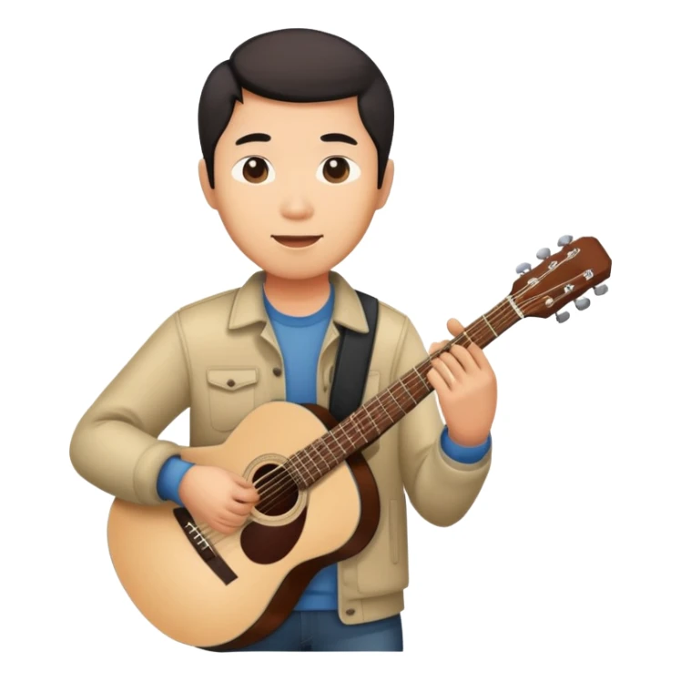 An asian man playing acoustic guitar sticker