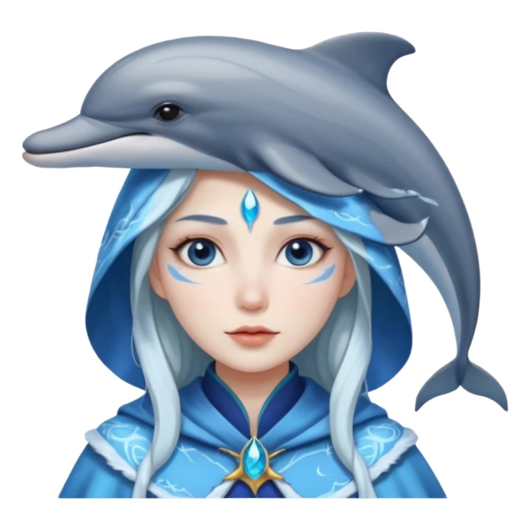 Frost wizard woman cheek painted with a dolphin below eye with Asian eyes sticker