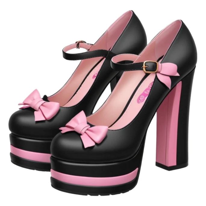 BLACKPINK-inspired gothic shoes, no hearts, black and pink, cute  sticker