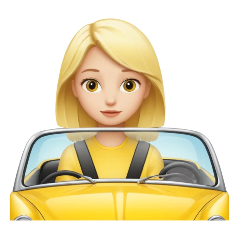 blonde girl in bright yellow car sticker