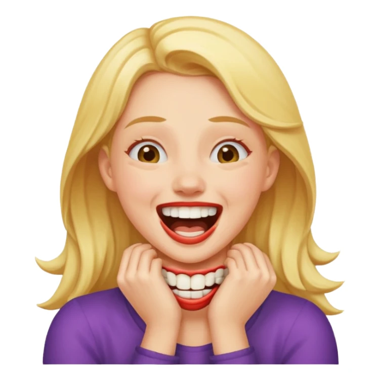 Girl choking herself laughing  sticker