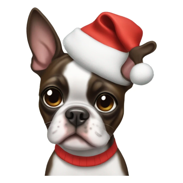 Boston terrier wearing a reindeer outfit  sticker