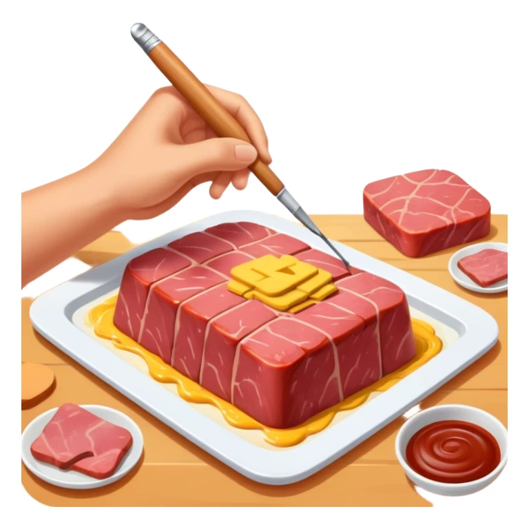 artist painting a SPAM meat landscape  sticker