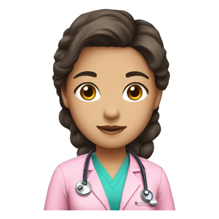 Cute brunette doctor with pink scrubs  sticker