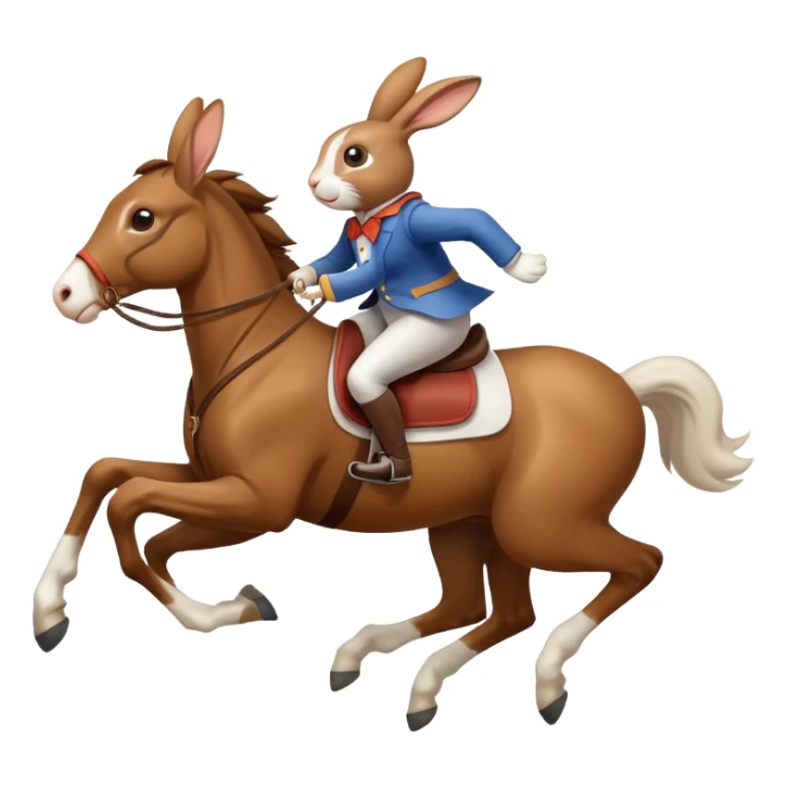 Exciting rabbit galloping on the back of horse sticker