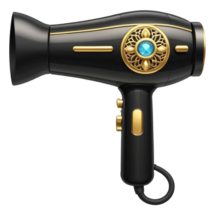 black blow dryer covered in jewelry sticker