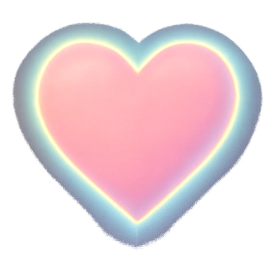 heart with a glowing pastel outline, digital illustration, no background sticker