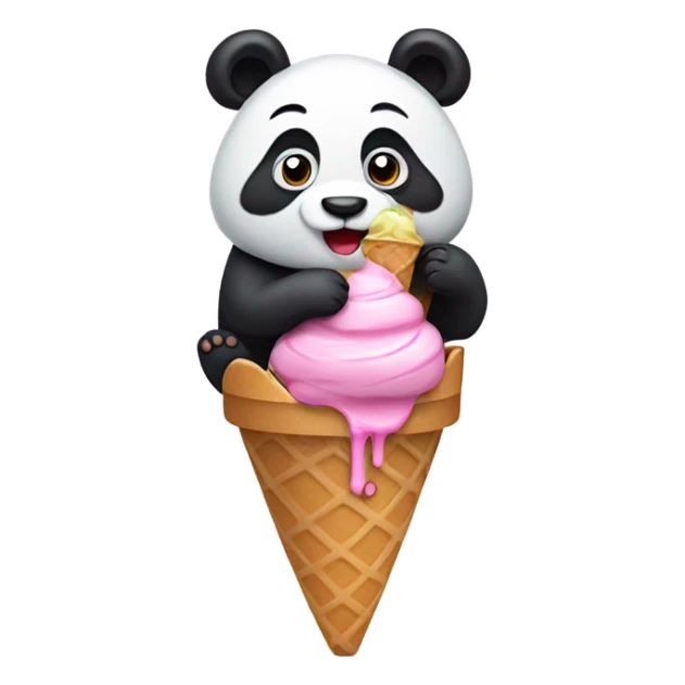 Panda eating ice cream sticker