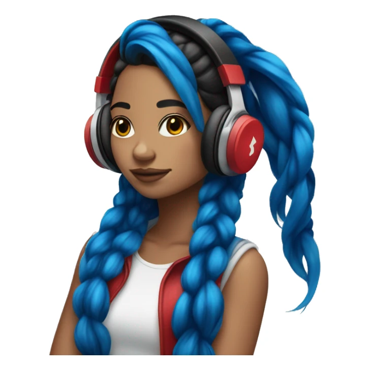 Latina with headphones blue and red split dye hair sticker