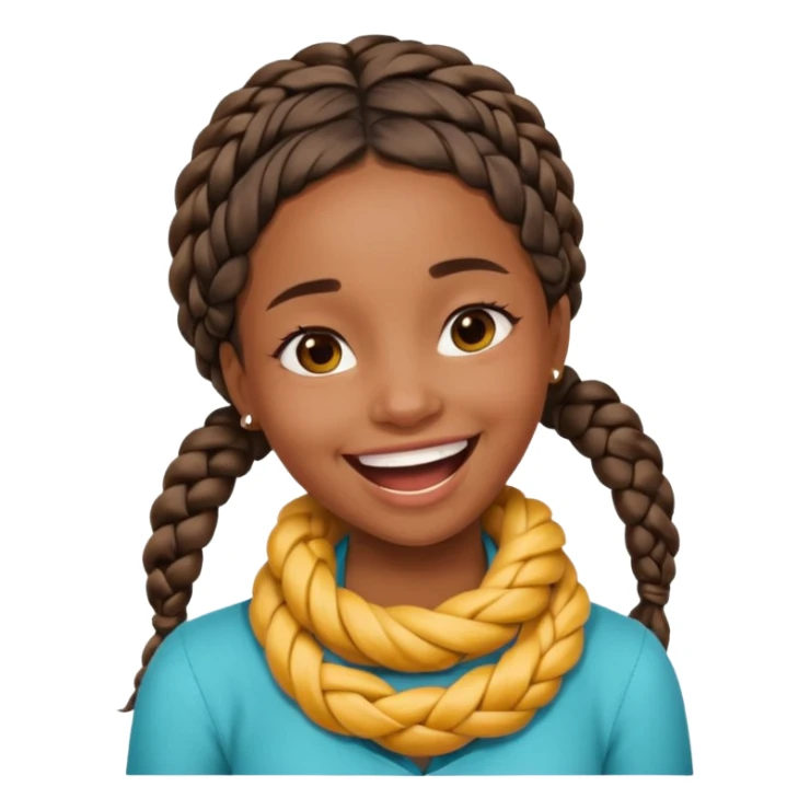 black girl with 2 braids crossing wrapping dang around neck laughing  sticker
