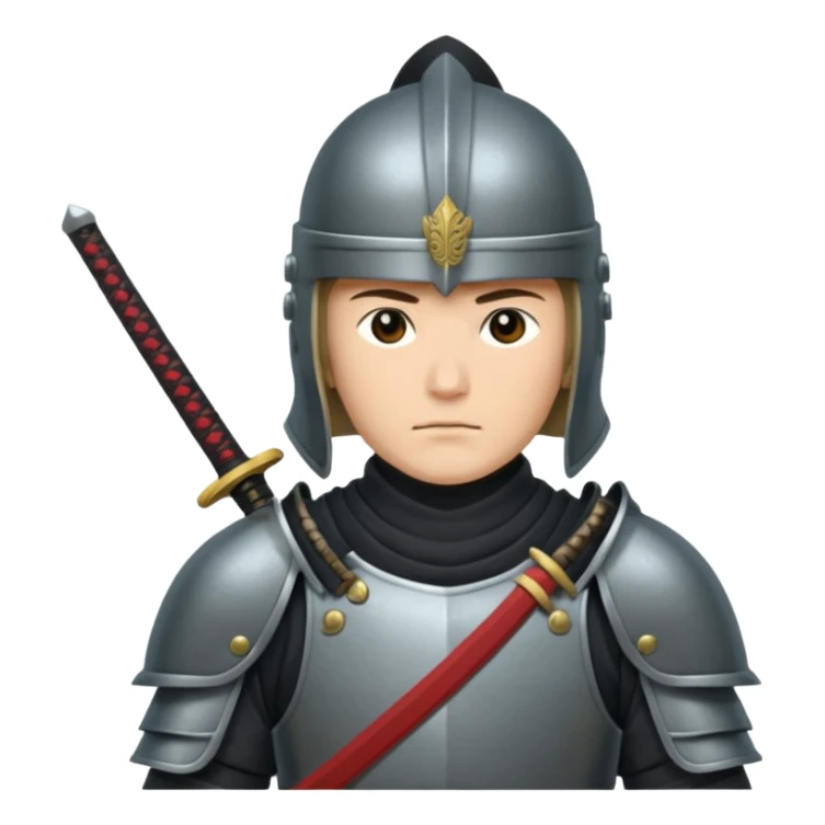  Armored noble with katana at side, kabuto helmet, stern posture. sticker