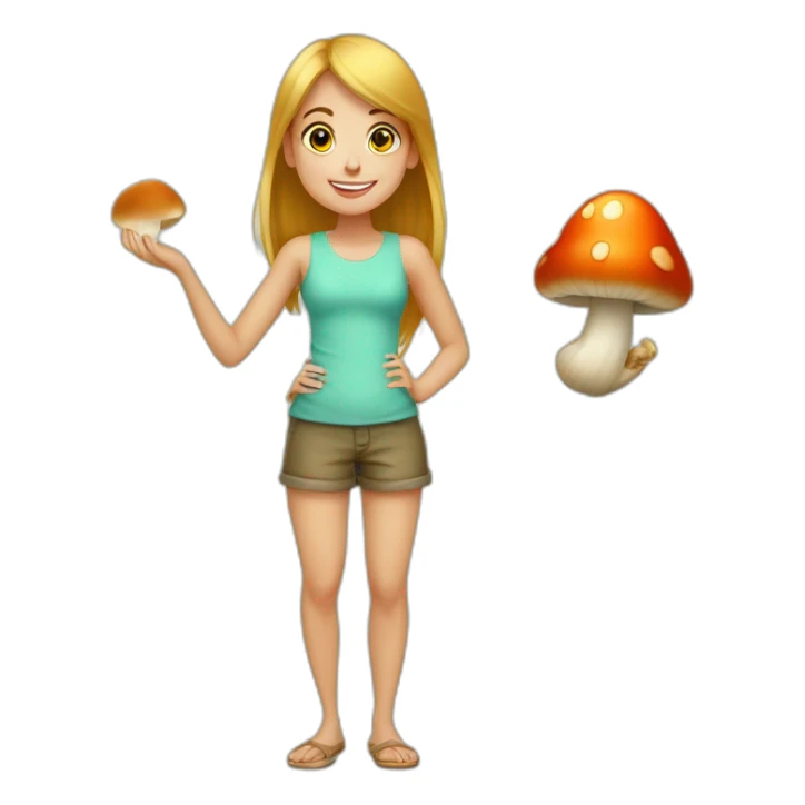 Fille qui met un doigt de pied dans un champignon sticker